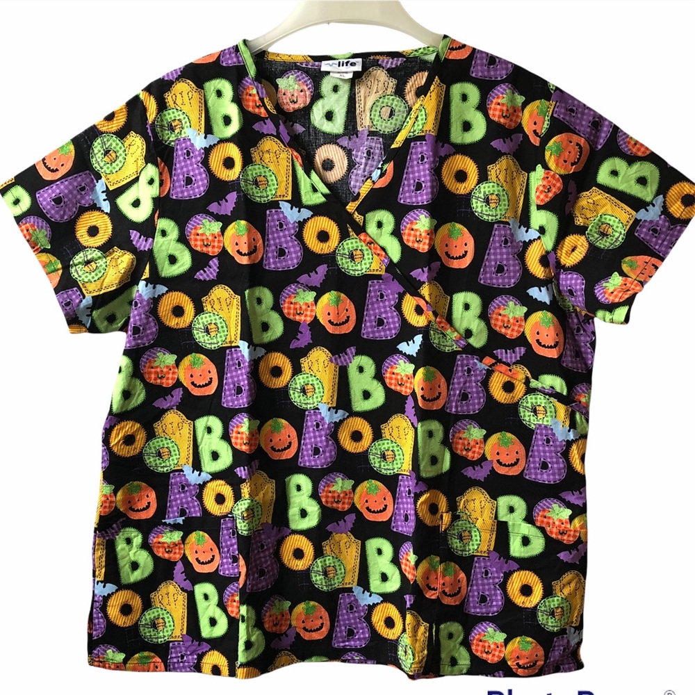 Halloween Women’s Medical Scrub top, size XL